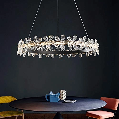 Nordic Crystal Flowers Chandelier - Black warm light