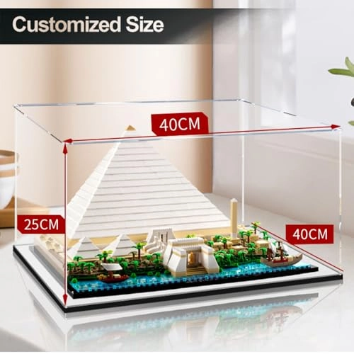 Transparent Acrylic Display Case for Lego 21058 Cheops Pyramid - 40 x 25 x 40 cm Mirror (2 mm)