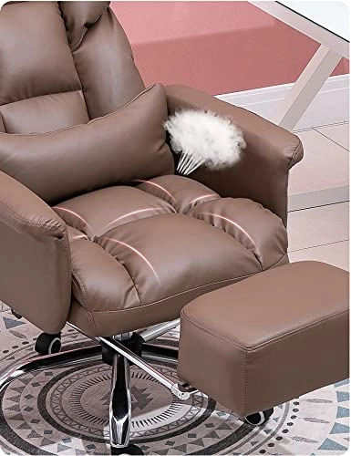 Desk Chair - PU Leather Brown High Back