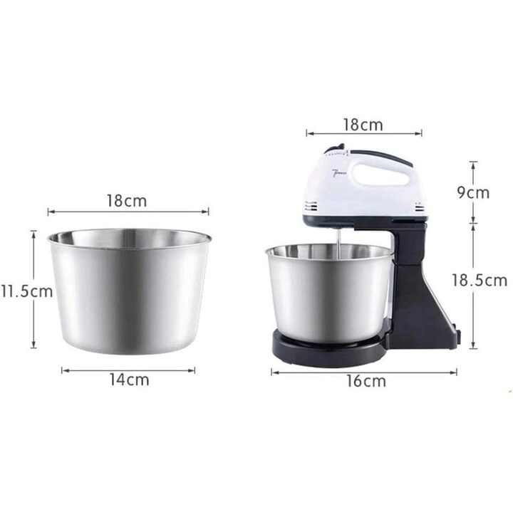 Electric Hand Mixer - 7 Speed Stainless Steel Bowl