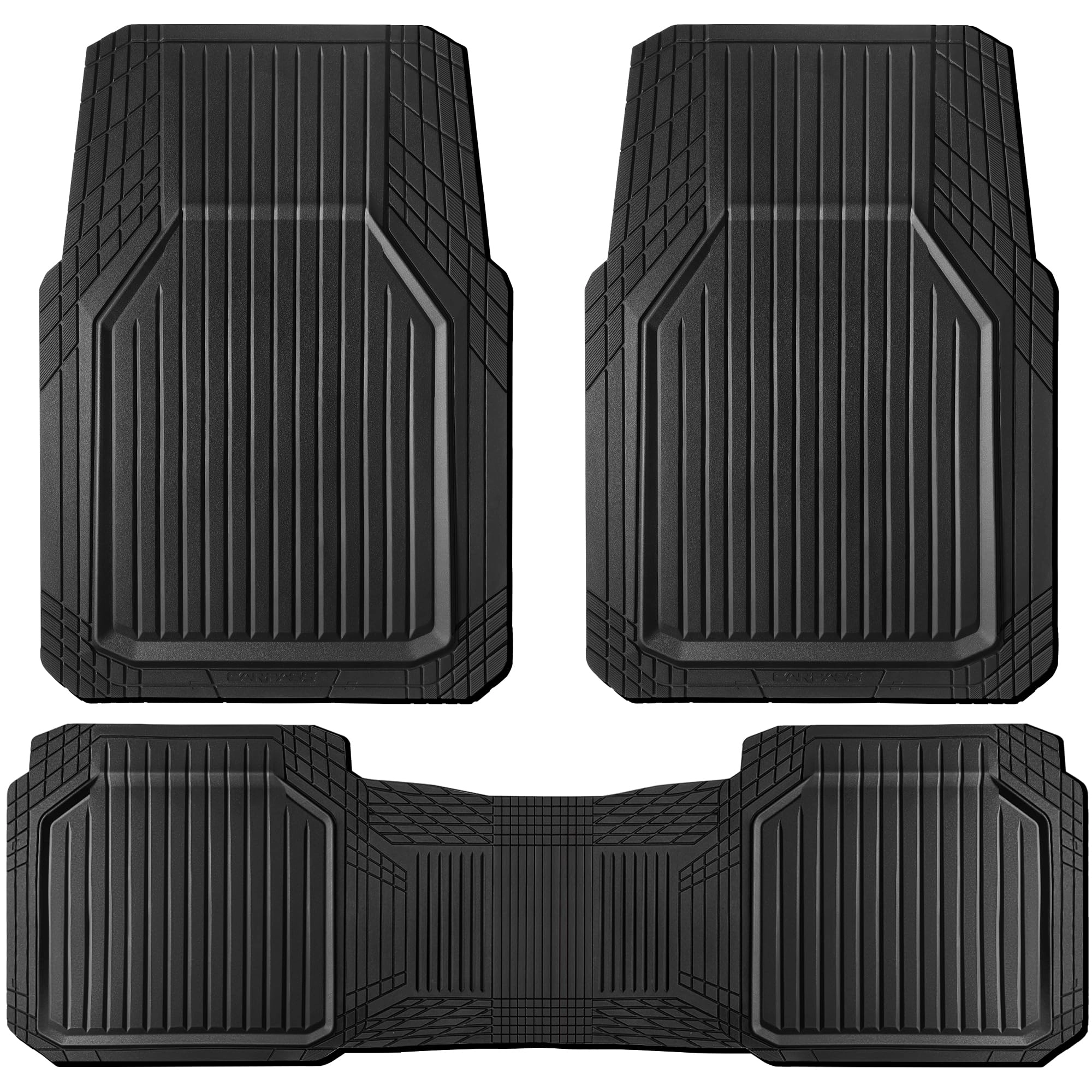 Heavy Duty Rubber Floor Mats - Universal Fit 3pcs Black Purple