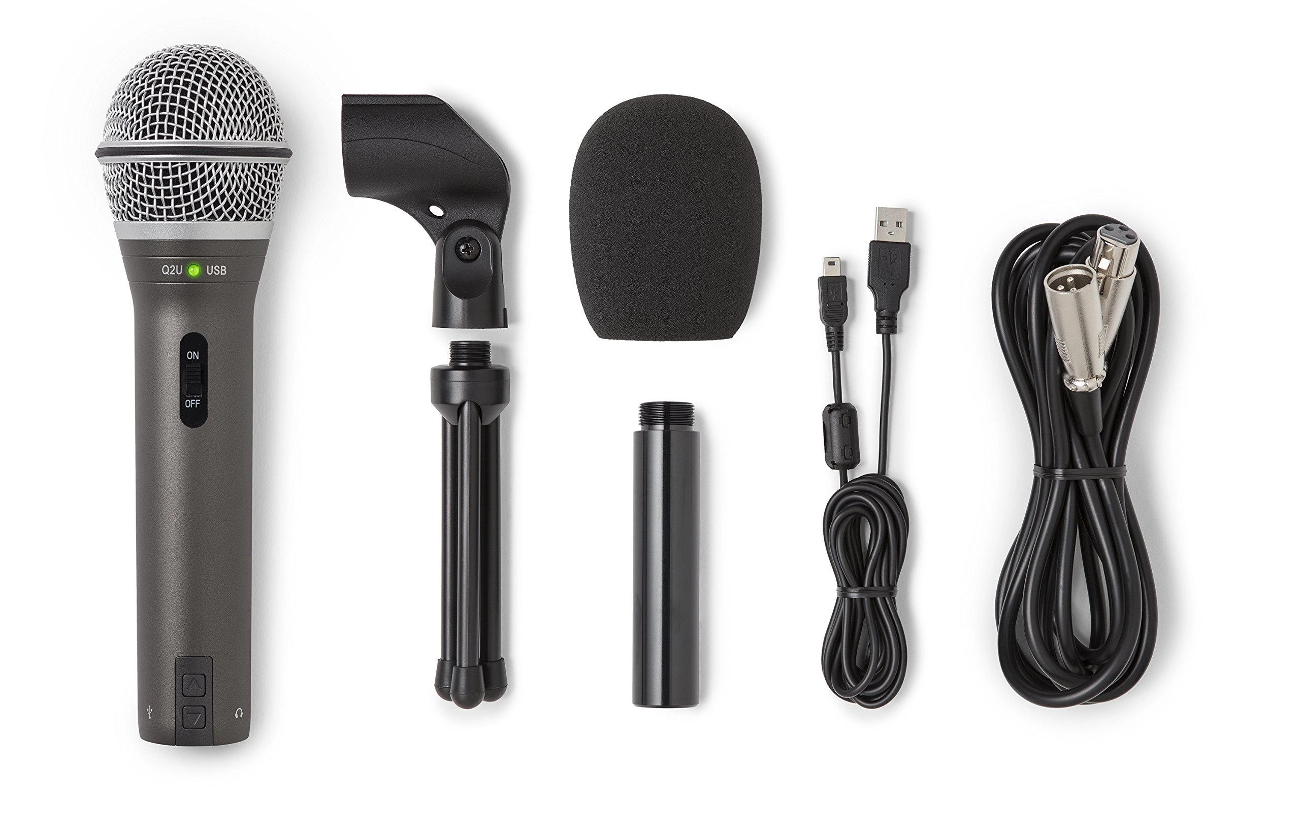 Q2U USB+XLR Microphone + ASVS4B + USB 2.0 A Male to A Female Extension Cable + Cleaning Cloth