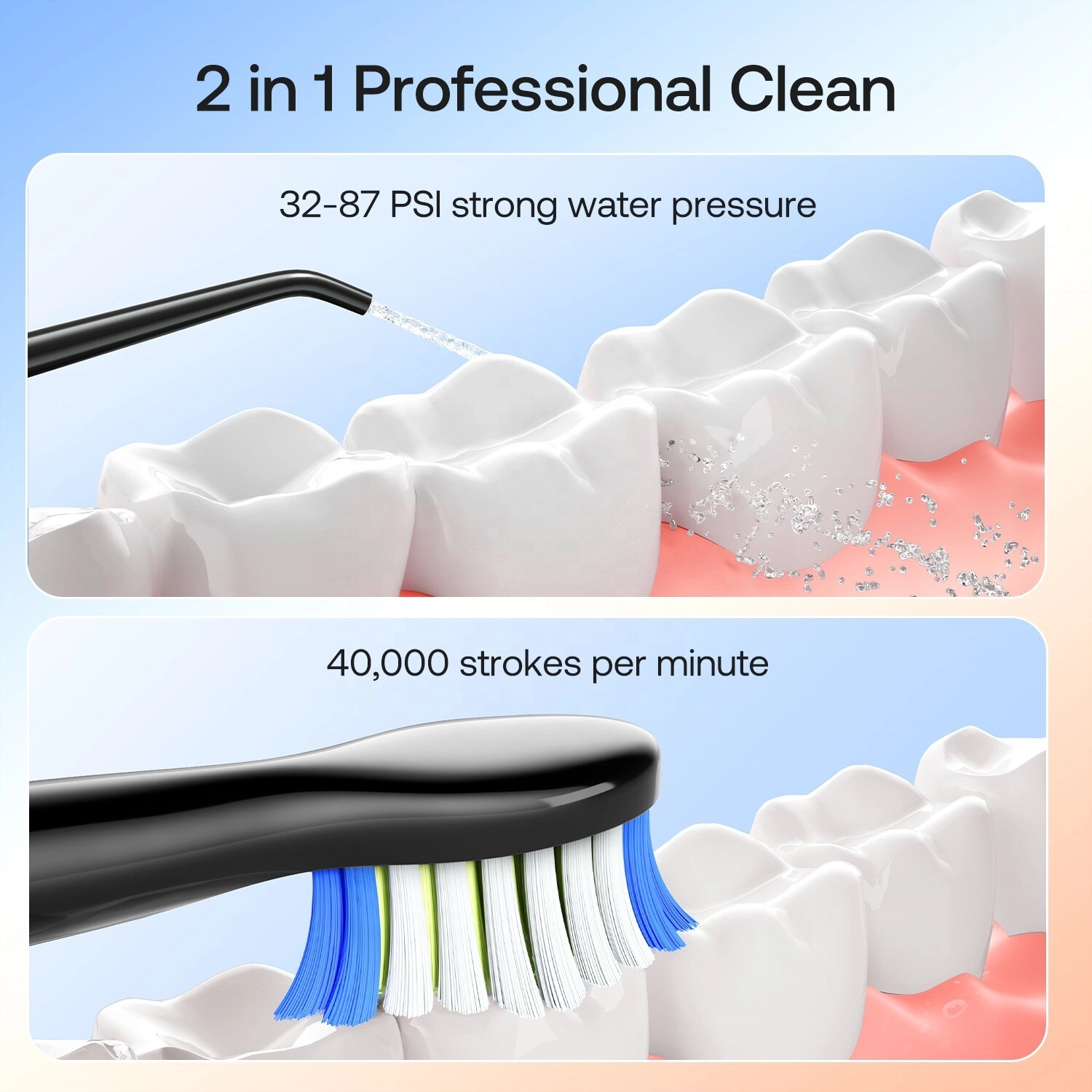 Dental Flosser - Waterproof + Rechargeable Electric Toothbrush - Multiple cleaning modes