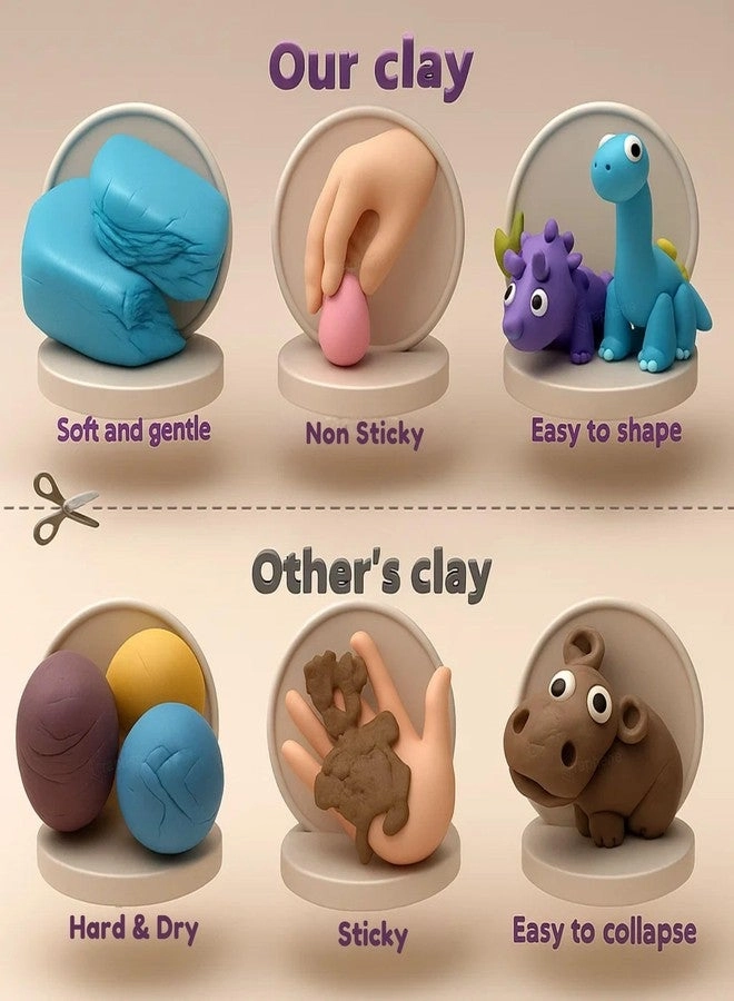 Air Dry Modelling Clay Set - Non Toxic 3 Sculpting Tools 24 pcs.