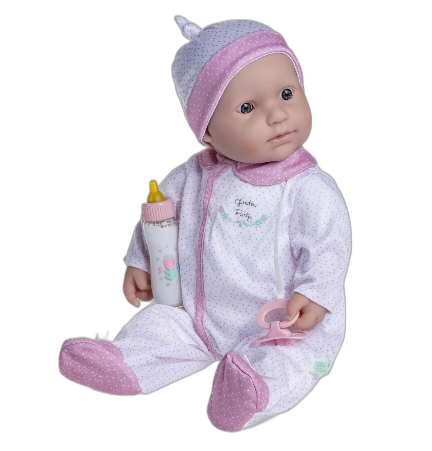 La Baby Baby Doll - 20-inch Soft Body Caucasian Washable Removable Blue Outfit w/Hat and Pacifier Ages 2+
