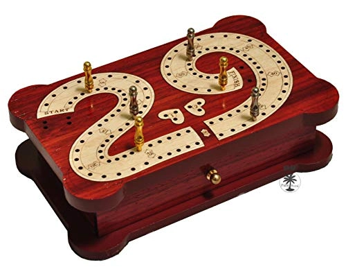 2 Track Cribbage Board - Wooden Inlaid Blood Wood Maple