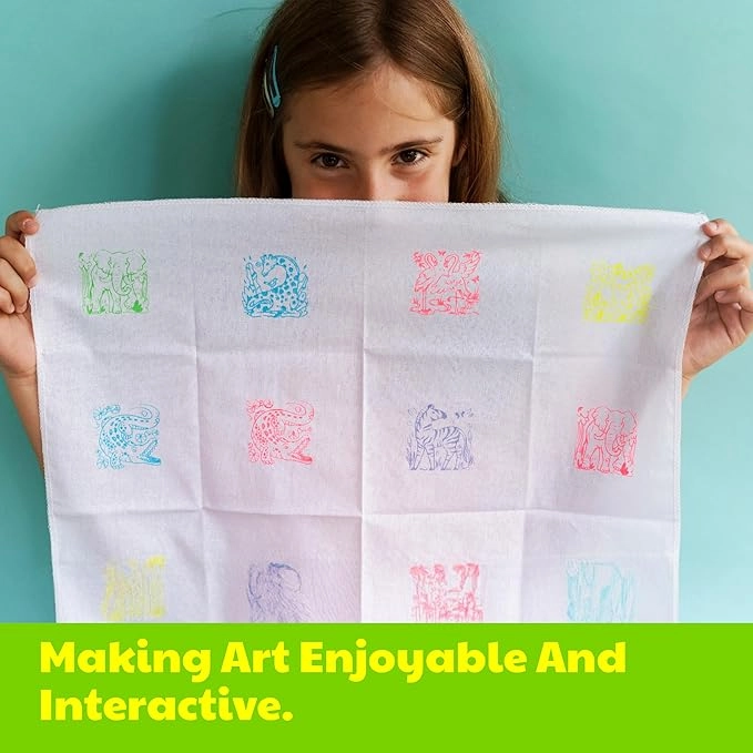 KidzMaker Easy-To-Do Screen Printing Craft Kit - Safari Animals 50x50 cm