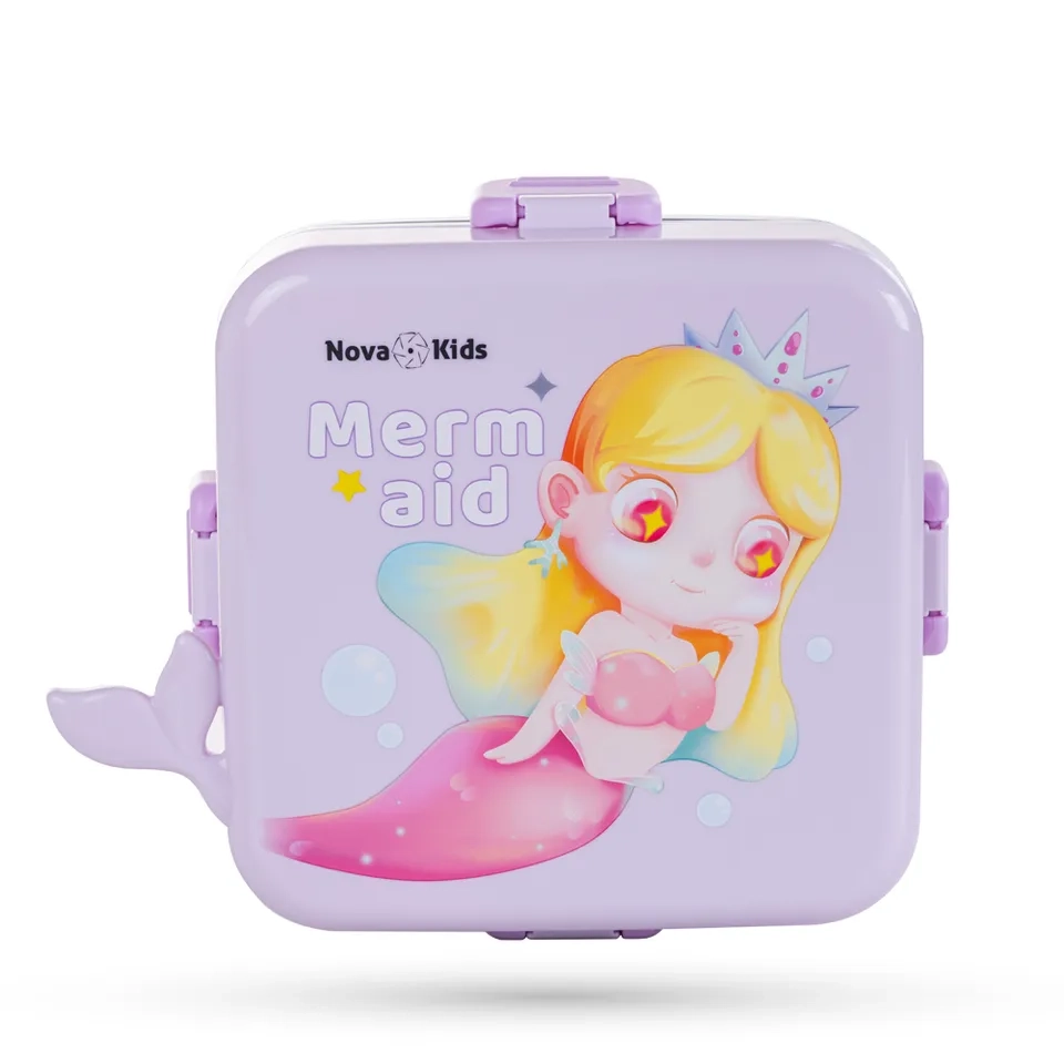 3 Compartment Bento Lunch Box - Mermaid Purple 1590ml