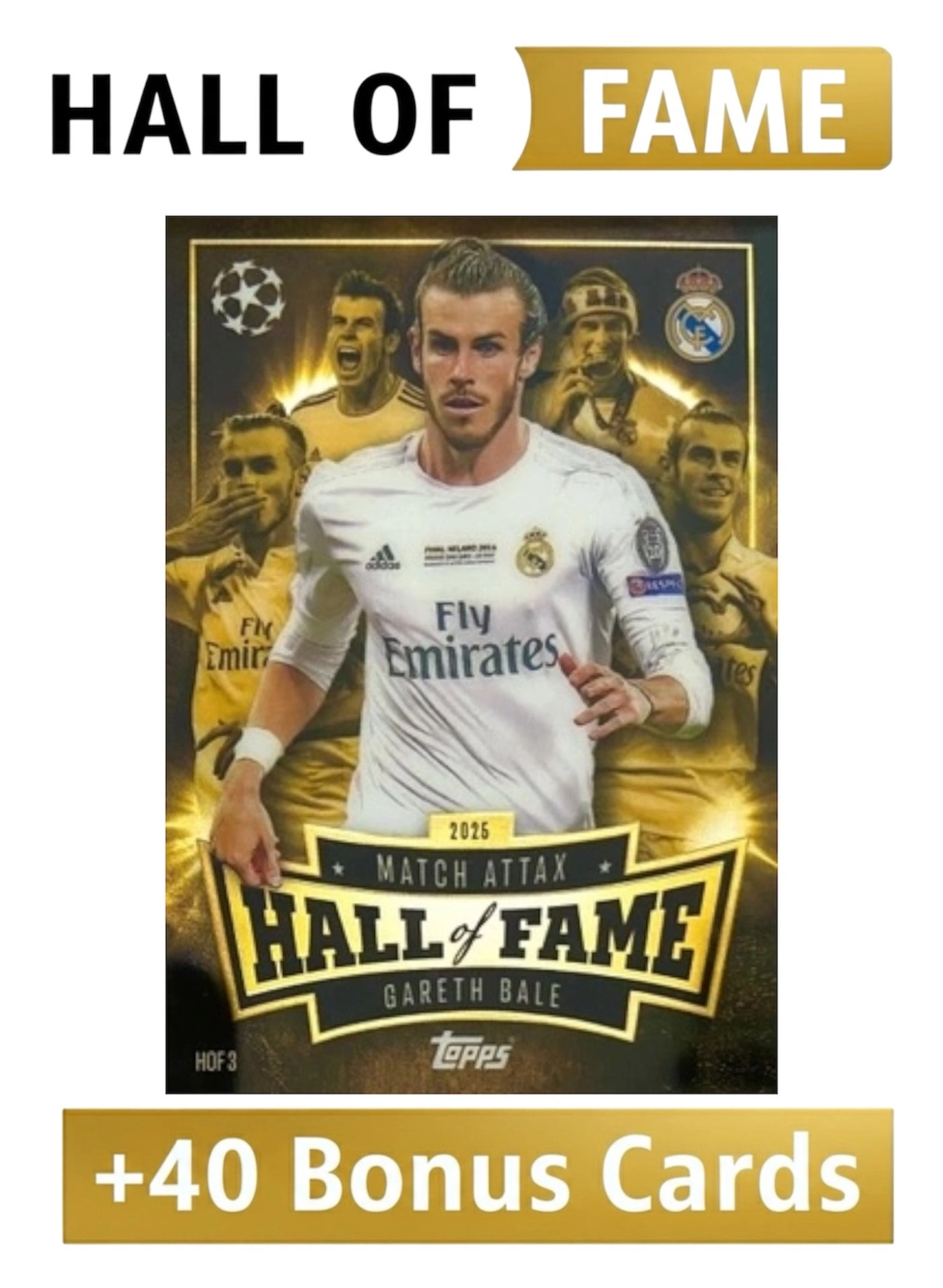 Topps Gareth Bale - Hall of Fame - 1pcs + Bonus football trading cards - 40pcs