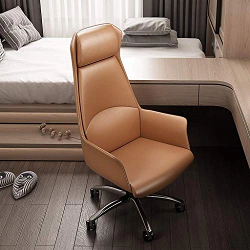 Desk Chair - PU Leather Brown High Back