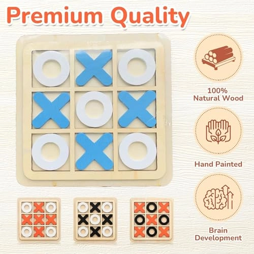 Wooden Tic Tac Toe Game - 8 PCS
