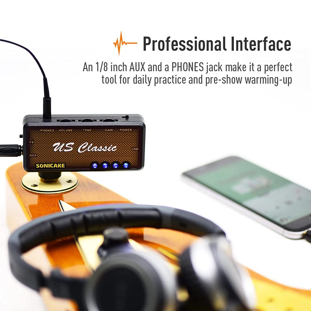 Guitar Headphone Amp - Mini Rechargeable Overdrive Reverb