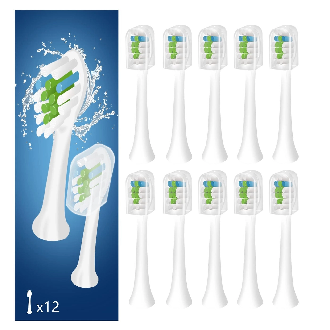 Mullburry Replacement Toothbrush Heads - 12 Pack Compatible with fairywill P11 T9 W Shape Bristle