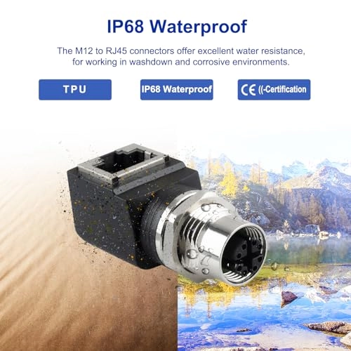 RJ45 to M12 X Coded 8 Pin Adapter - IP68 Shielded