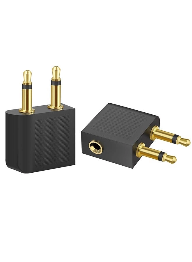 Airline Headphone Audio Jack Adapter - 3.5mm Stereo Dual-prong Pack
