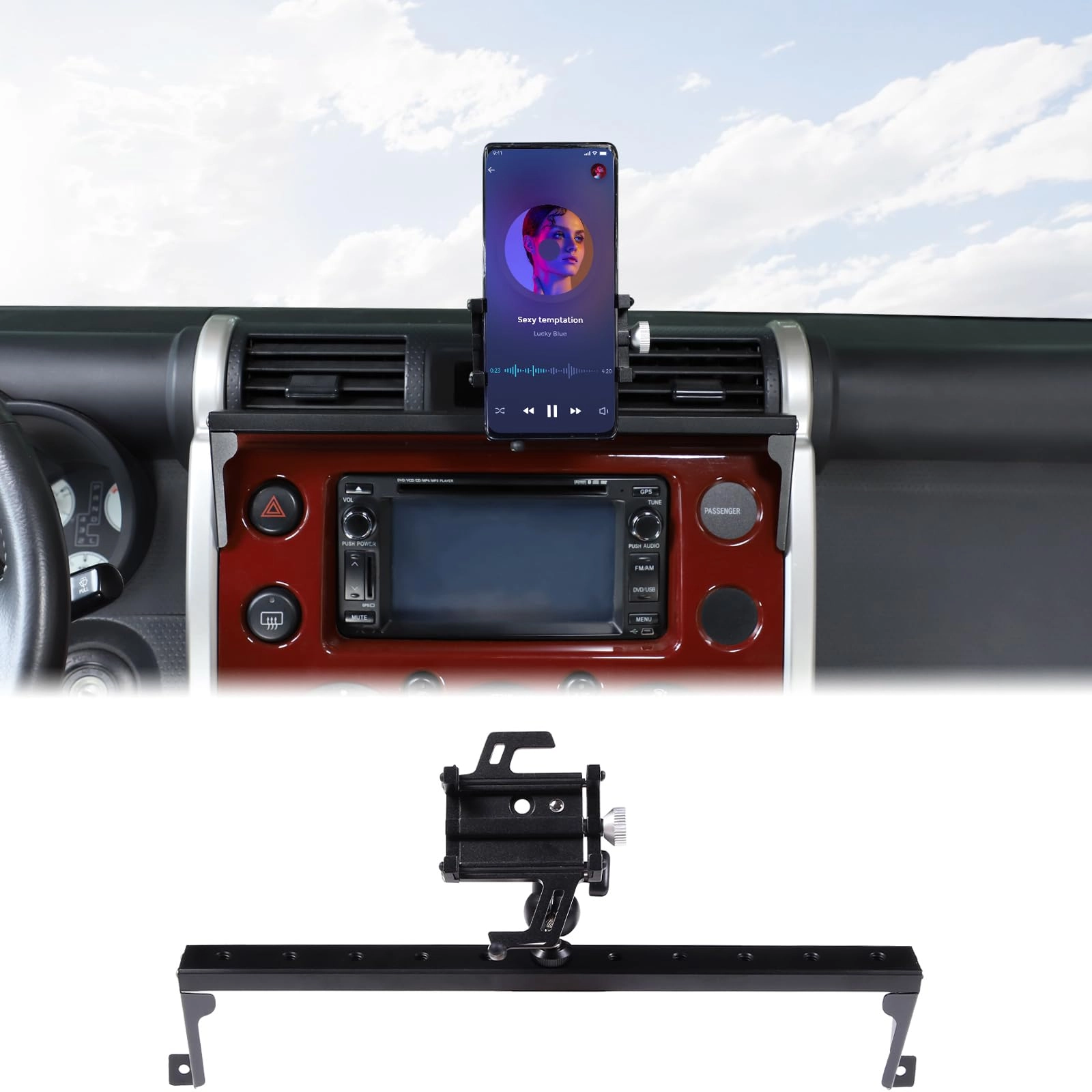 Aunginsy Car Instrument Panel Track Mobile Phone Holder - FJ Cruiser 2007-2021