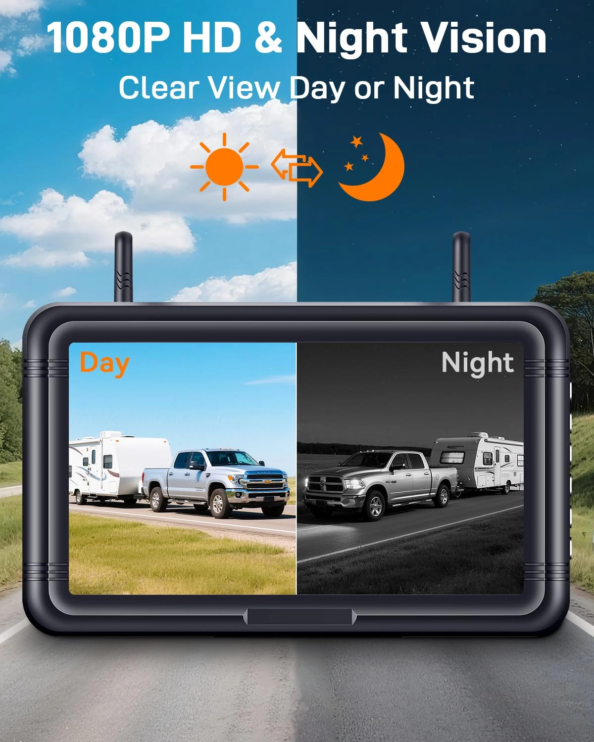 Solar Wireless Backup Camera - Night Vision Wireless 1080P