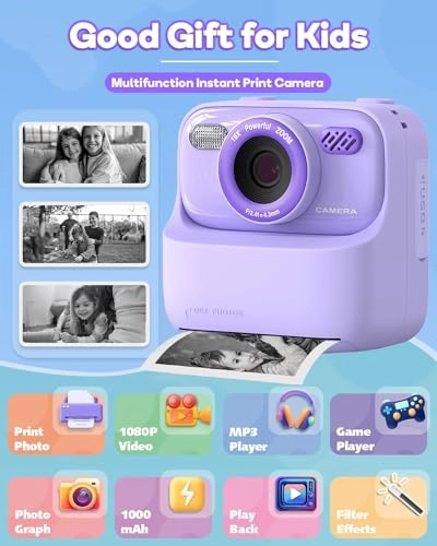 Kids Camera Instant Print - 1080P Portable Toy