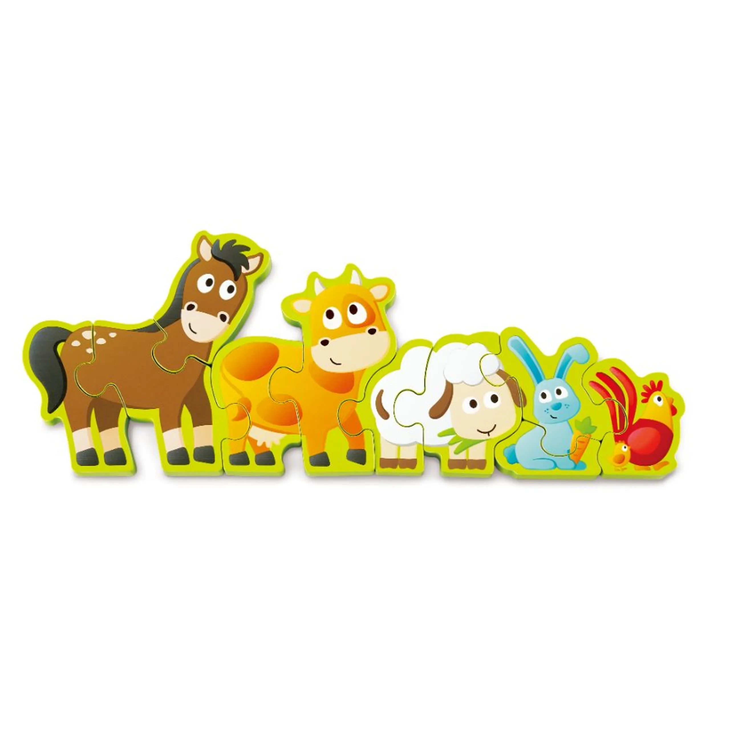 Double Sided Numbers And Farm Animal Wooden Jigsaw Puzzle - 3 + 10 pieces