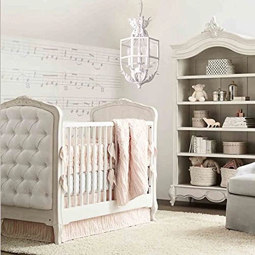 During Princess Children's Room Bedroom Porch Corridor Chandelier,E14 French Style Chandelier,Retro Old Iron Lamp - 3pc