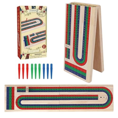 Folding Cribbage Board - Rubber Wood 9 Pegs 3 Tracks