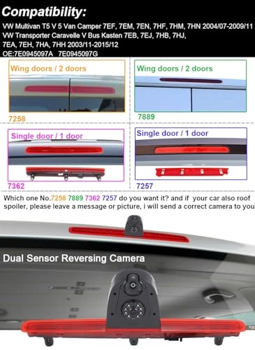 Brake Light Reversing Camera + Rear View Mirror Monitor - Night vision 628 x 586 pixels