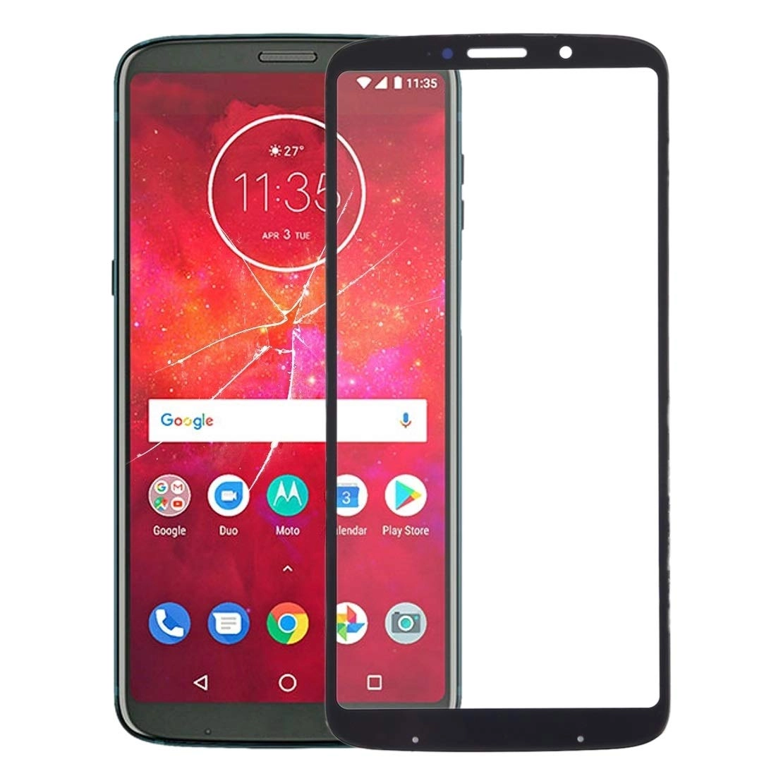 CHENHILIFNJSAA Front Screen Outer Glass Lens for Motorola Moto Z3 Play - Black Repair Parts