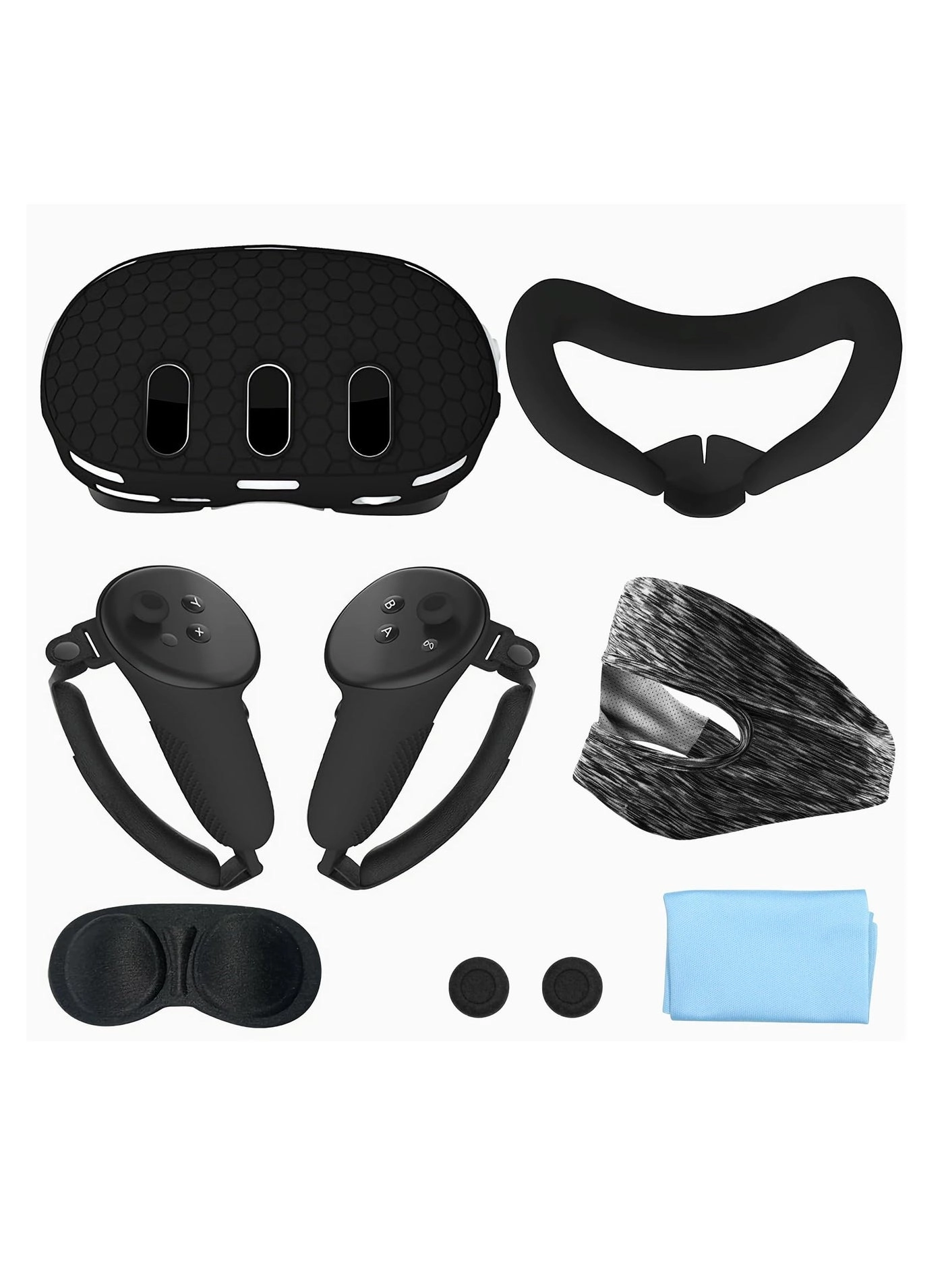 Anmi Host Cover - for Meta Quest 3 + Face Mask + Grip Handle Covers + Button Caps + Lens Cover + Wiping Cloth + Eye Mask