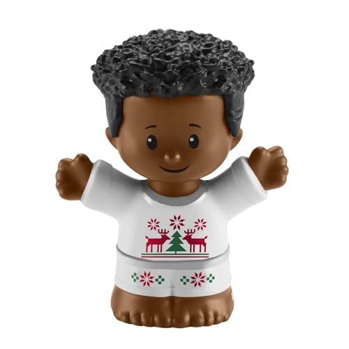 Little People Advent Calendar - African-American Little Boy Figure Wearing White Reindeer Outfit (HGP72)