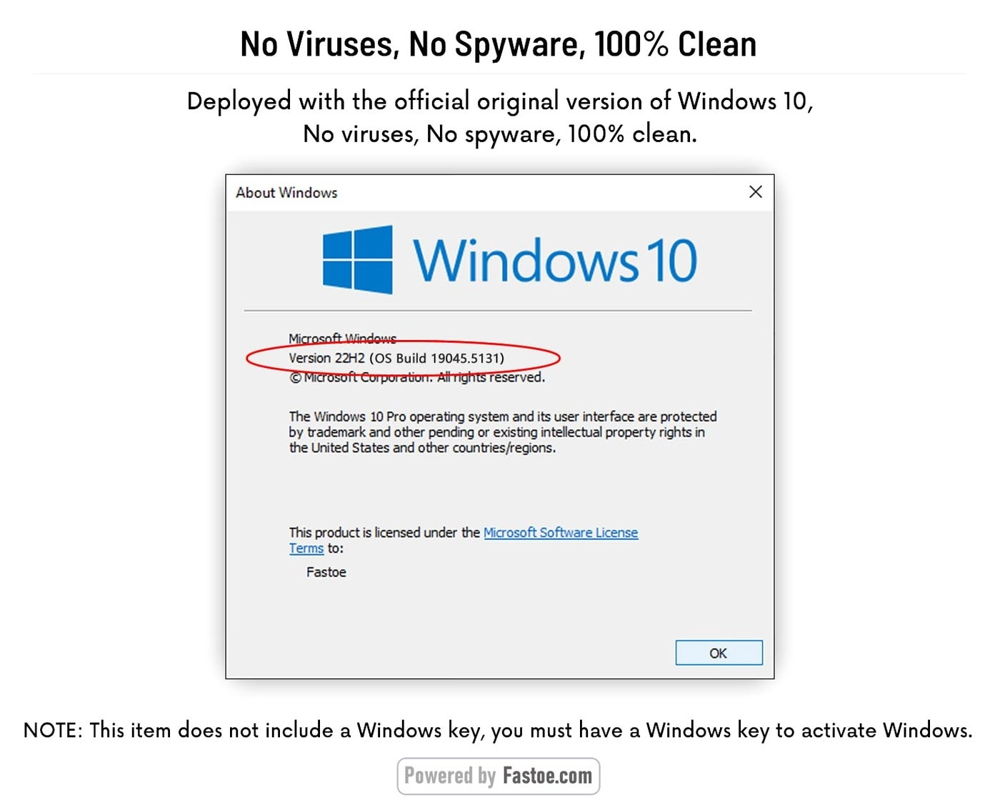 Bootable USB Flash Drive - for Windows 10 Pro 32/64 Bit