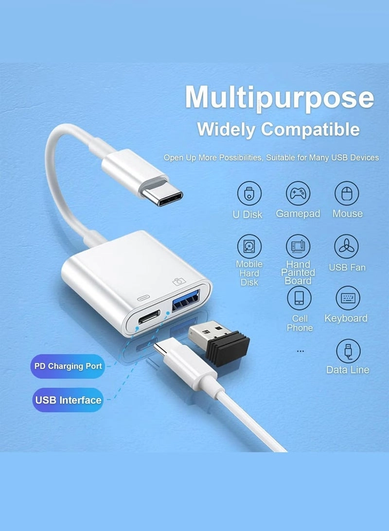 USB-C Camera Adapter - USB 3.0 OTG Charging Port