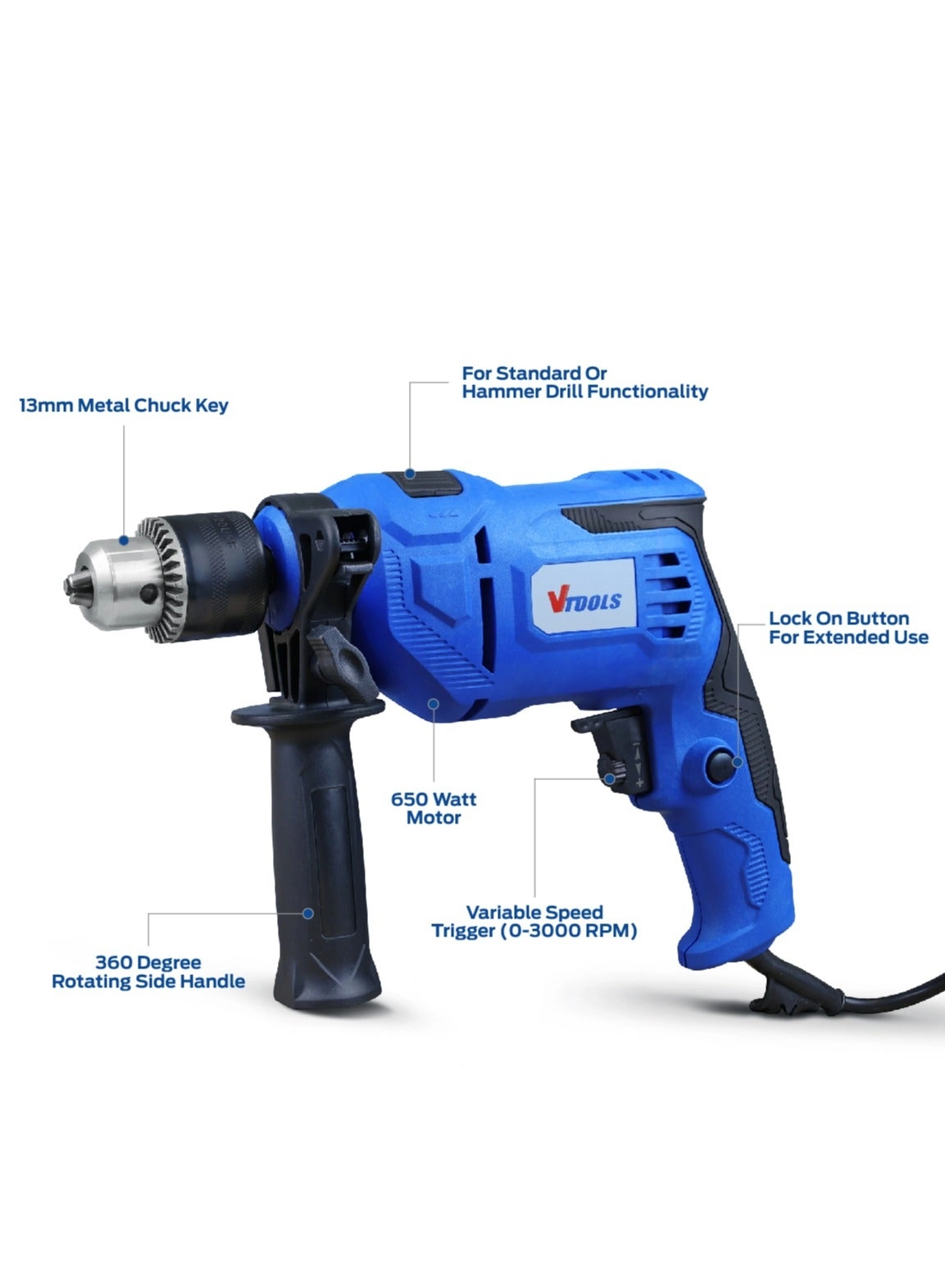 Impact Drill - 650 Watt Hammer and Drill 13 MM