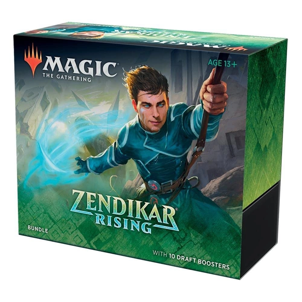 Magic: the Gathering Zendikar Rising Draft Booster - 10 Packs 150pcs + Regular-frame Land - 40pcs (20 foil 20 non-foil) + Alternate Art Promo Card + Spindown Life Counter + Double-sided Reference Card