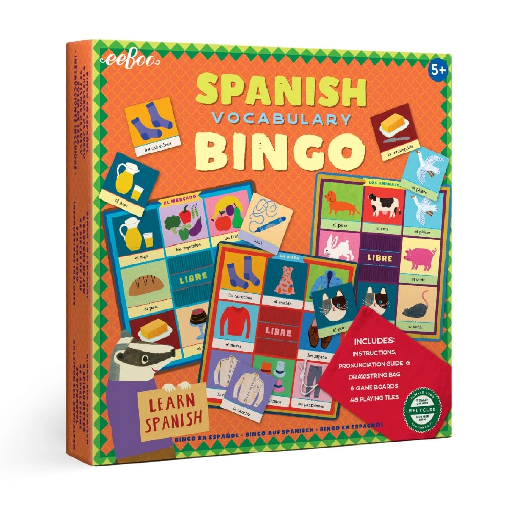 eeBoo Spanish Bingo Vocabulary Game - 5 and up