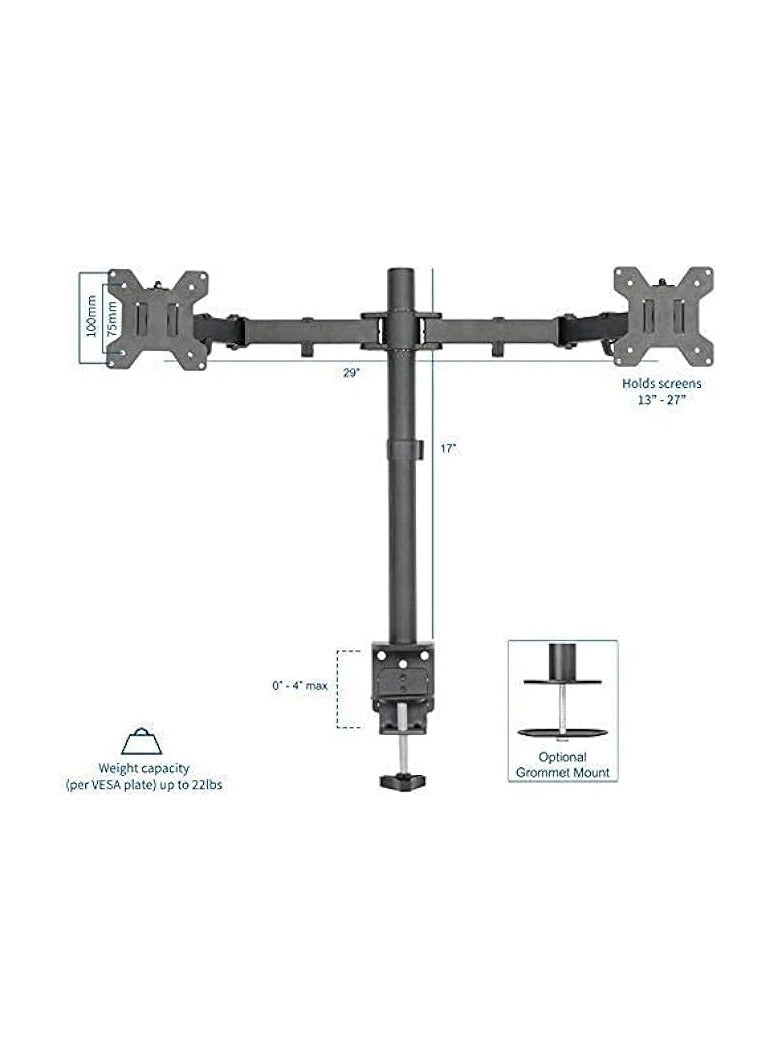 Dual Monitor Mount - 2 Monitors 32 inches 75mm or 100mm