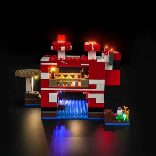 LED Lighting Compatible with The Mooshroom House 21270 - AAA batteries USB power