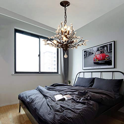 Rustic Flower Chandelier - 7 head Black