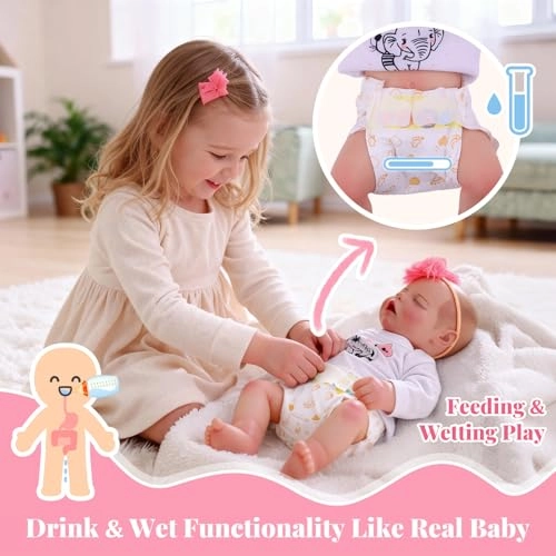 Reborn Baby Doll - 17 Inch Soft Vinyl Can Drink & Pee Ages 3+