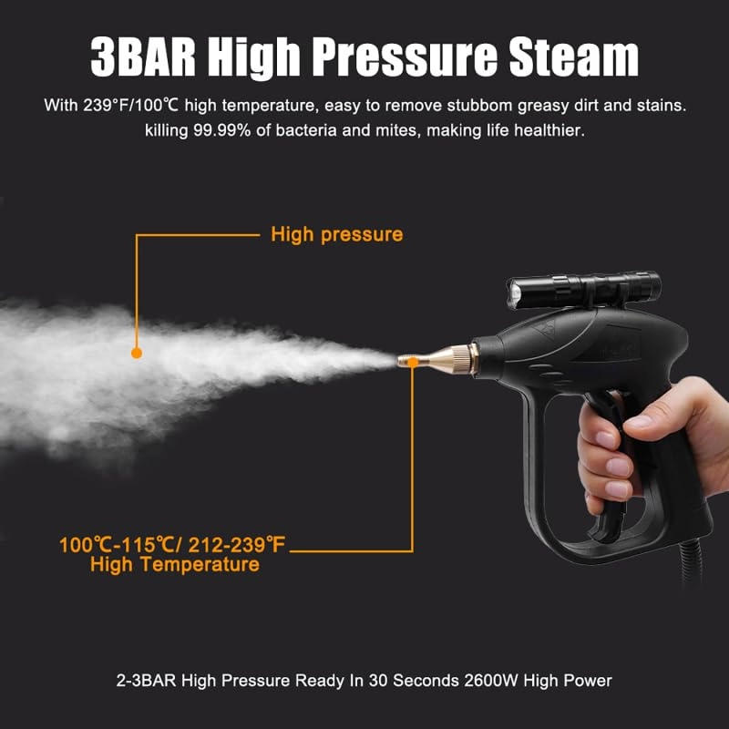 Pressurized Handheld Steam Cleaner - 1700W EU Plug Black