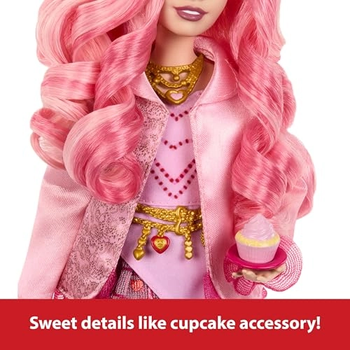 Bridget the Young Queen of Hearts Fashion Doll - Light Pink Hair Cupcake Accessory Ages 4+