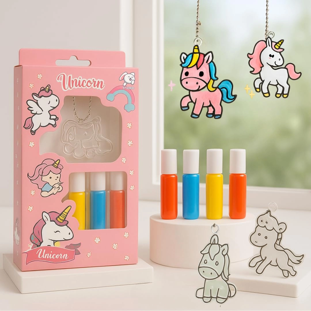 Storio, wecare@storio.in Unicorn and Princess Window Art Glue Painting Kit - 4+ years 1 Piece