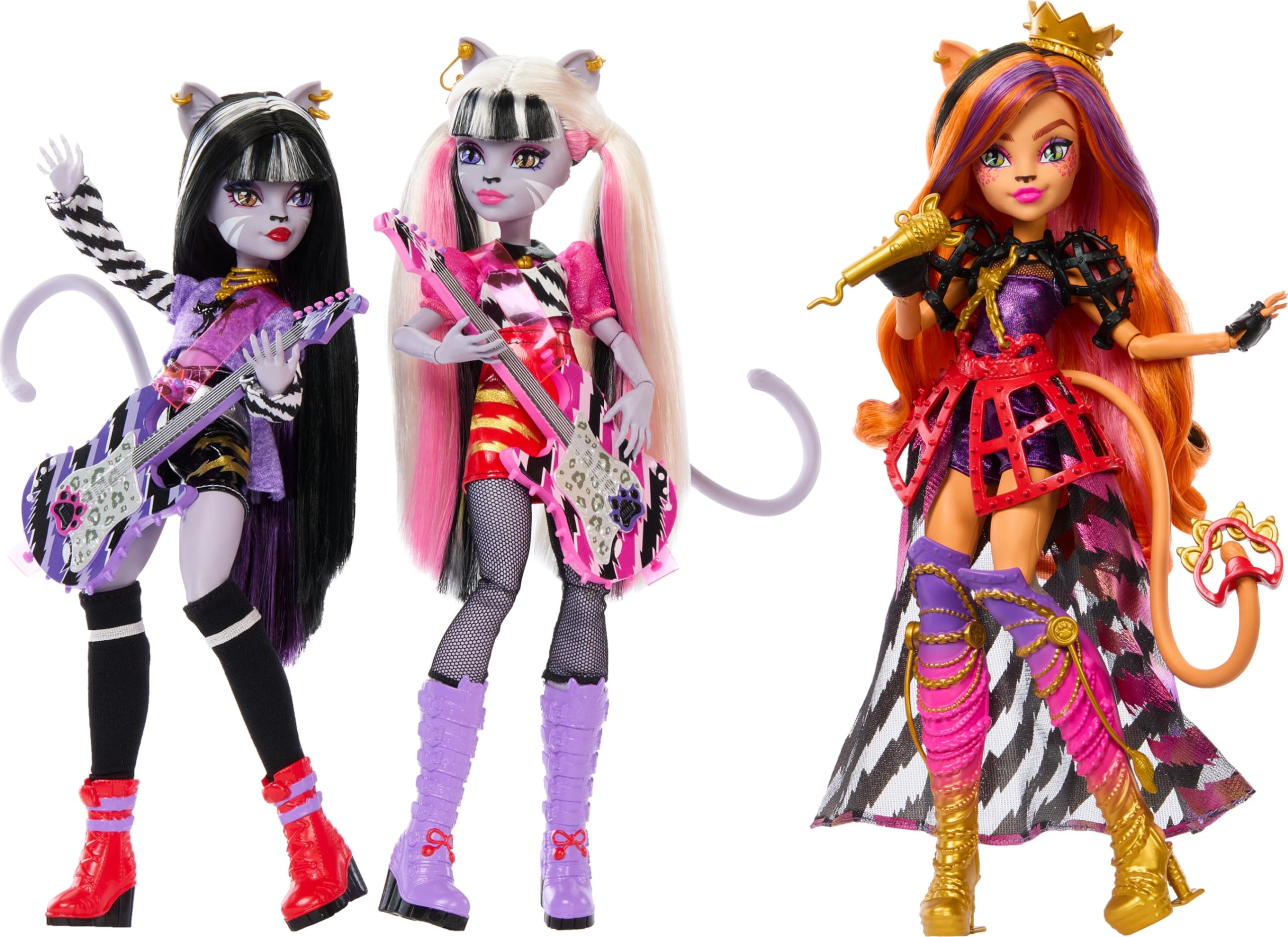 Mattel Toralei Stripe Doll + Meowlody Doll + Purrsephone Doll