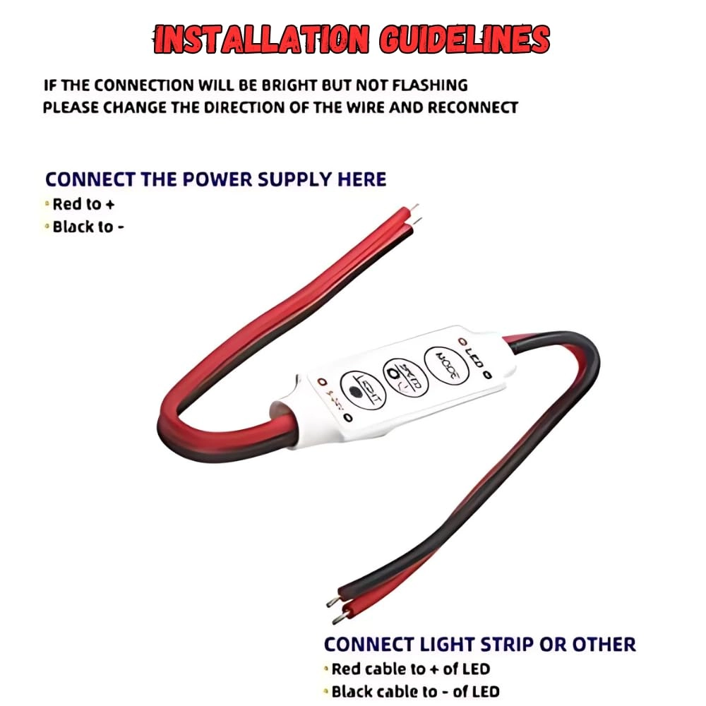 Dimmer Single LED Strip Light Amplifier Controller - 3 Keys 12V 3 Pcs