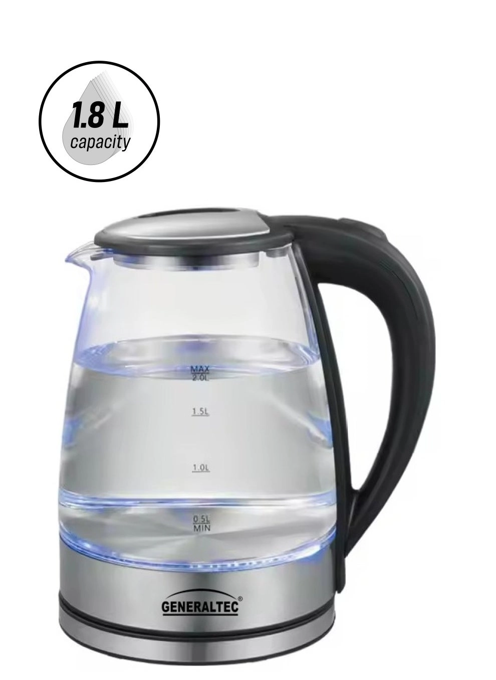 GENERALTEC Glass Cordless Electric Kettle