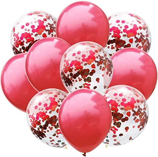 Latex & Confetti Balloons - 18 Pcs Birthday