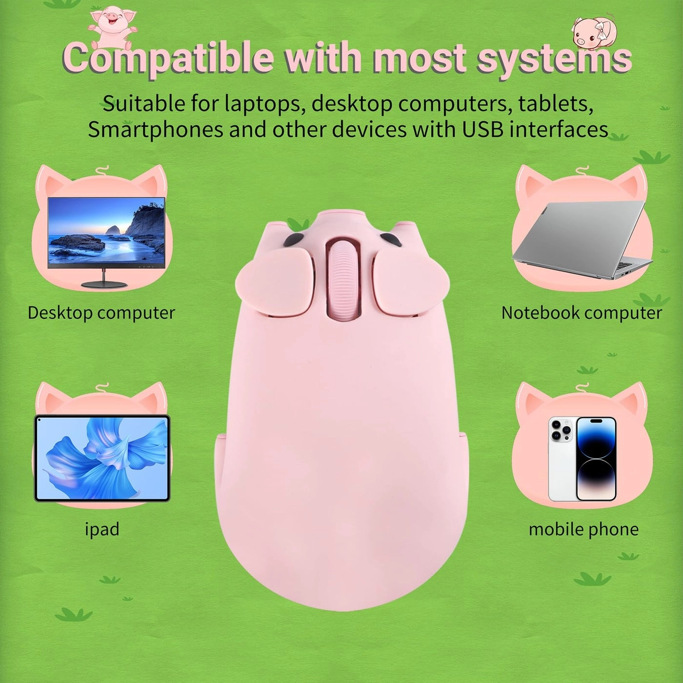 Cute Pig Mouse - Bluetooth & USB
