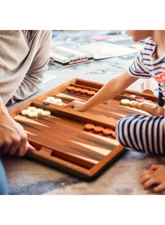 Wood Inlay Backgammon Game Set - Brown Acrylic