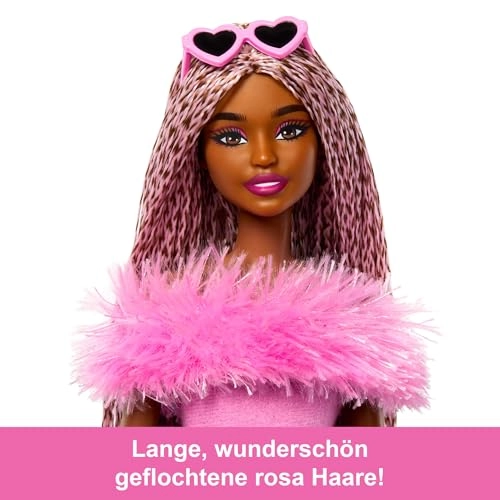 Barbie Deluxe Style Barbiecore Doll - Braided Hair Faux Fur Neck Top Ages 4+