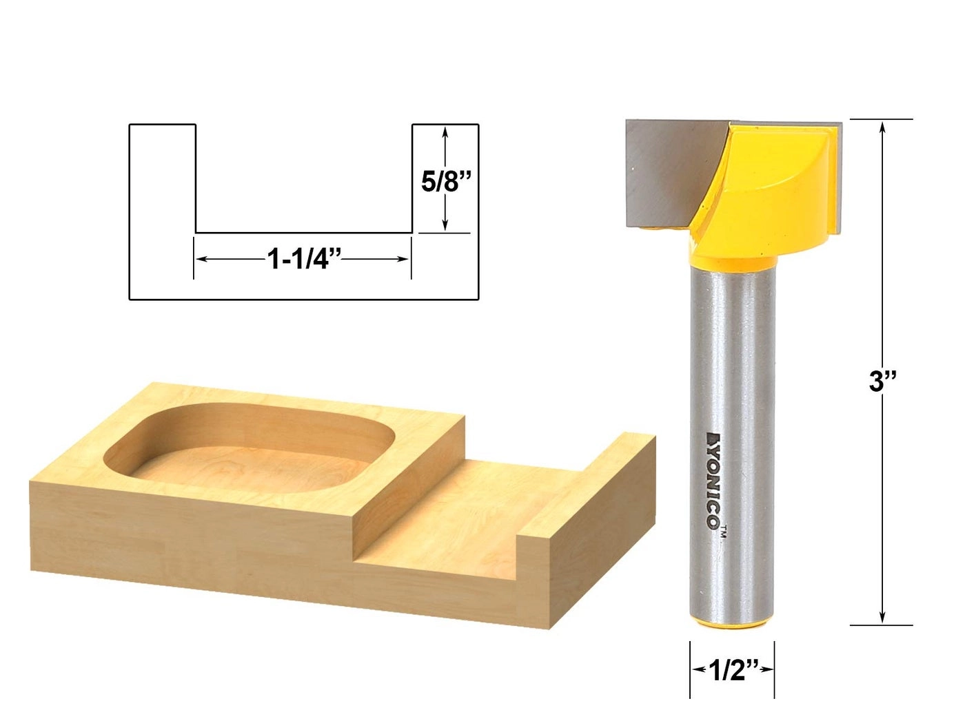 14975 Bottom cleaning router bit - 1-1/4"" 1/2""