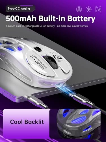 Tri-Mode Wireless Mouse - 2.4GHz USB / Dual Bluetooth / Wired